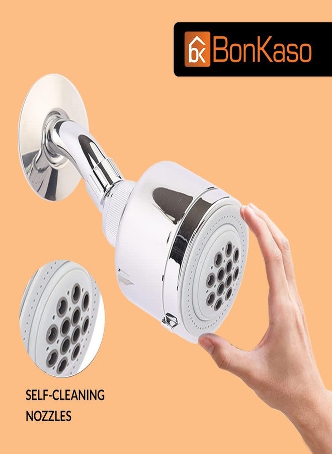 BonKaso رأس دش BonKaso SH-2061 ABS مقاس 10 سم مع مفصل دوار 360 درجة للحمام، بلمسة نهائية من الكروم (عبوة من قطعة واحدة) - Image 4